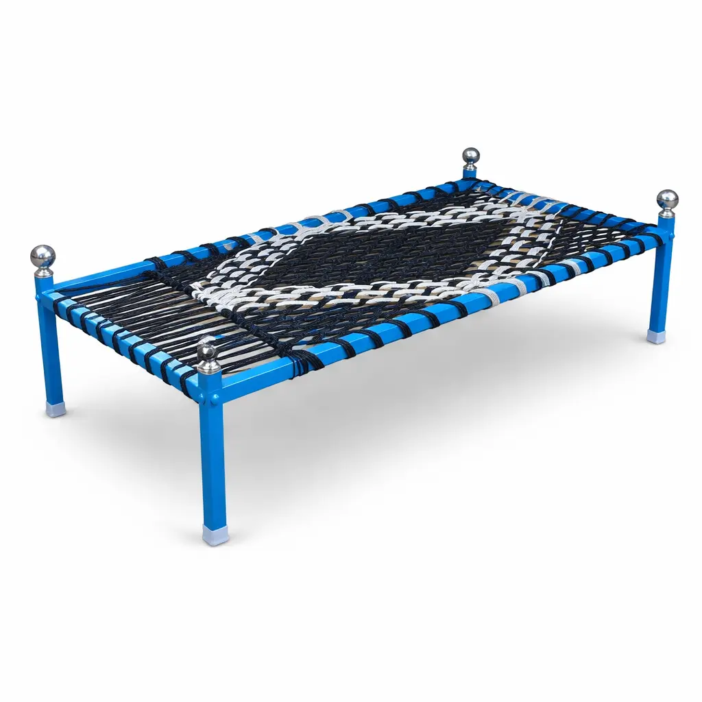 Metal Kattli Bed with Durable Rope Weaving - Image 2