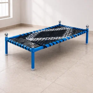 Metal Kattli Bed with Durable Rope Weaving