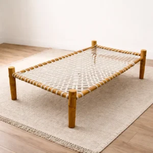Moongil Kattil (Bamboo Cot) with White Rope